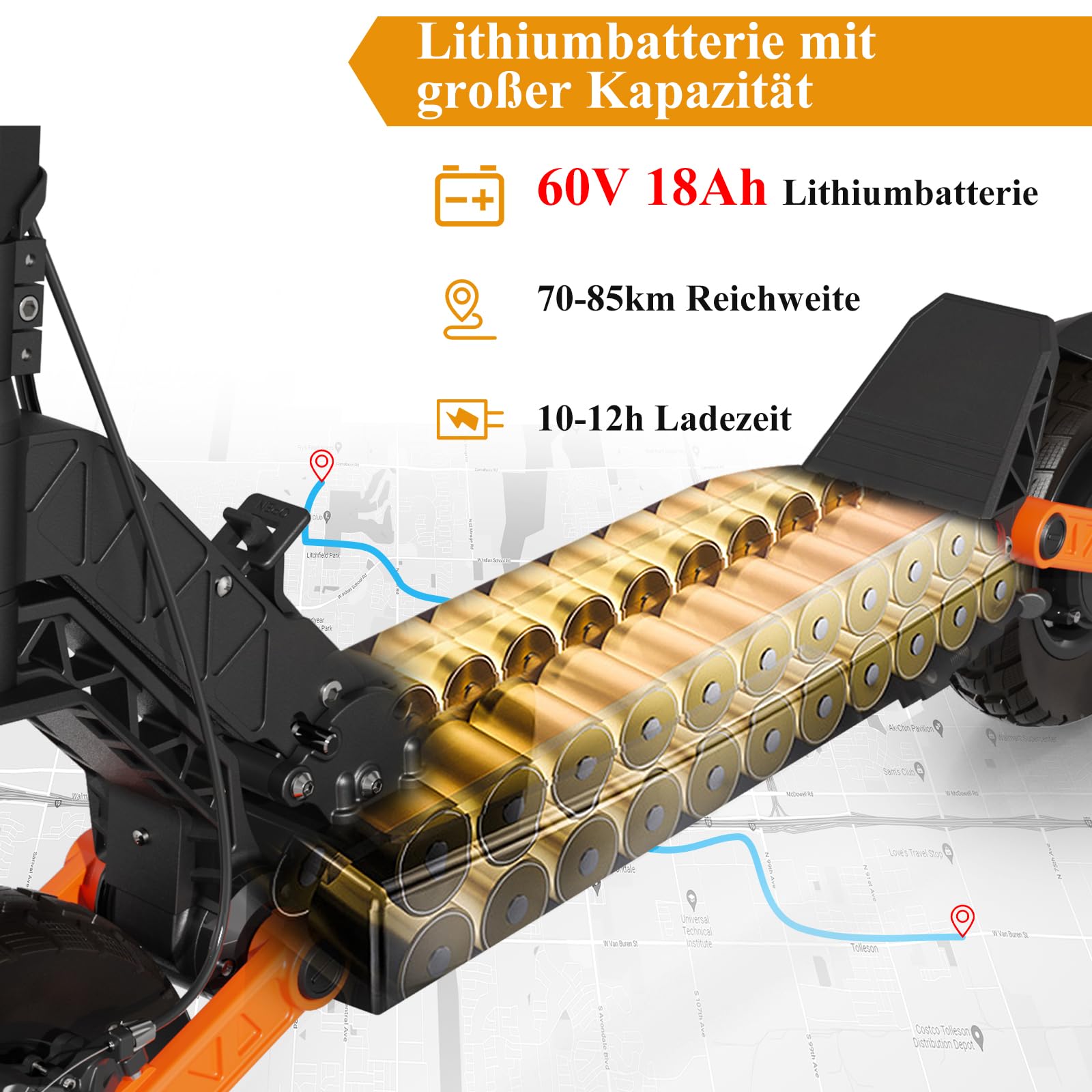 JOYOR E Scooter Roller S/Y/F-Serie, Reichweite von 40-100 km, Escooter 150 kg Tragkraft Einzel/Doppelmotoren, E Roller mit 10-Zoll-Geländereifen