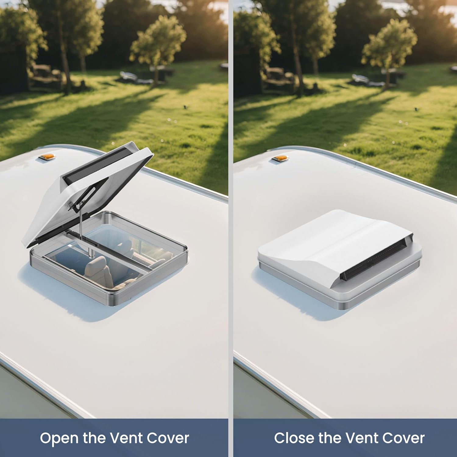 14 Inch Universal RV Roof Vent for Trailer, Camper, Motorhome - Durable RV Vent Covers for Roof with Continuous Ventilation & Weatherproof Design (White)