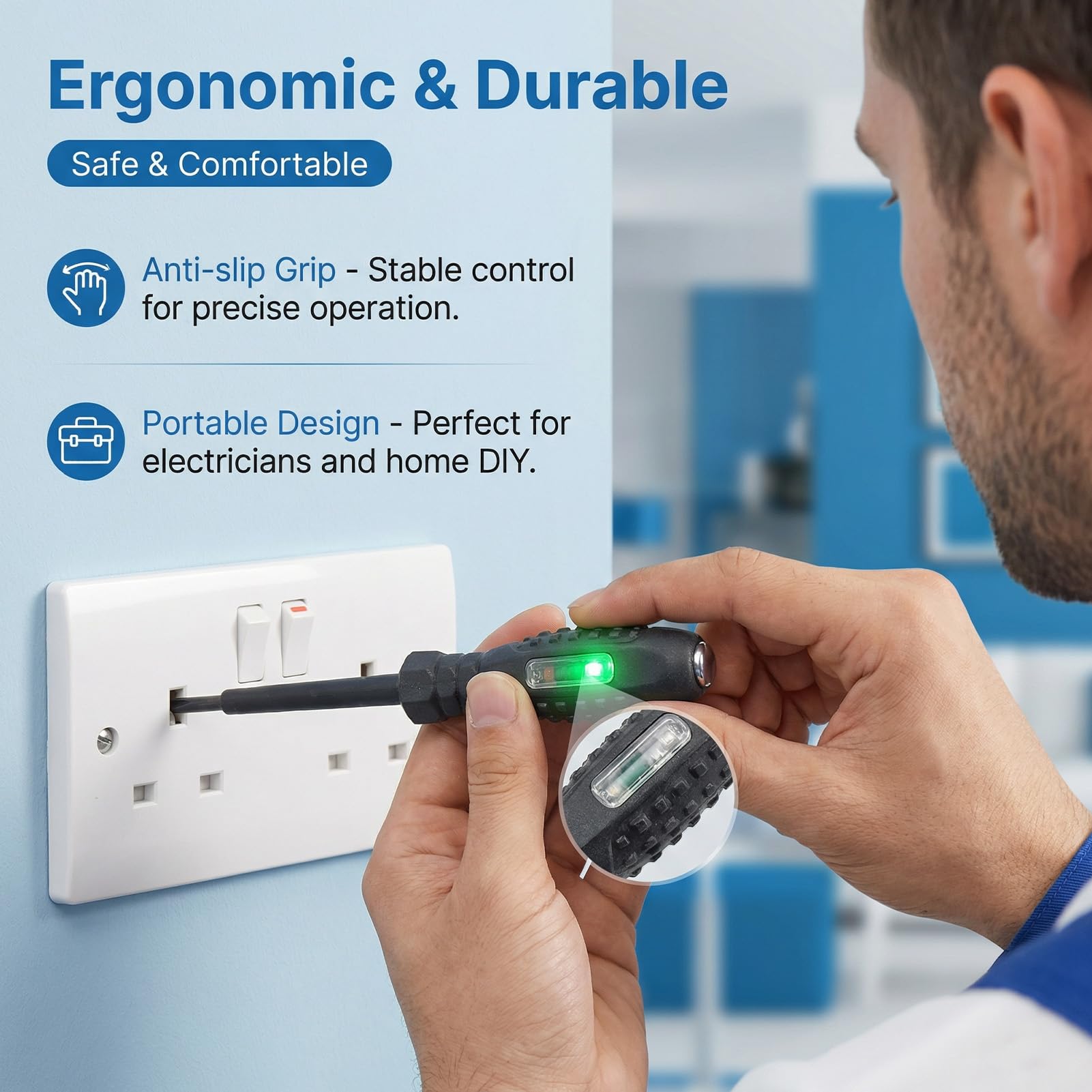 2 Piezas Probador de Voltaje con Destornillador,Herramienta de Prueba Eléctrica,Bolígrafo Probador de Voltaje Sin Contacto,con Rango CA 12V-220V, /Cero,Destornillador Estrella y Plano