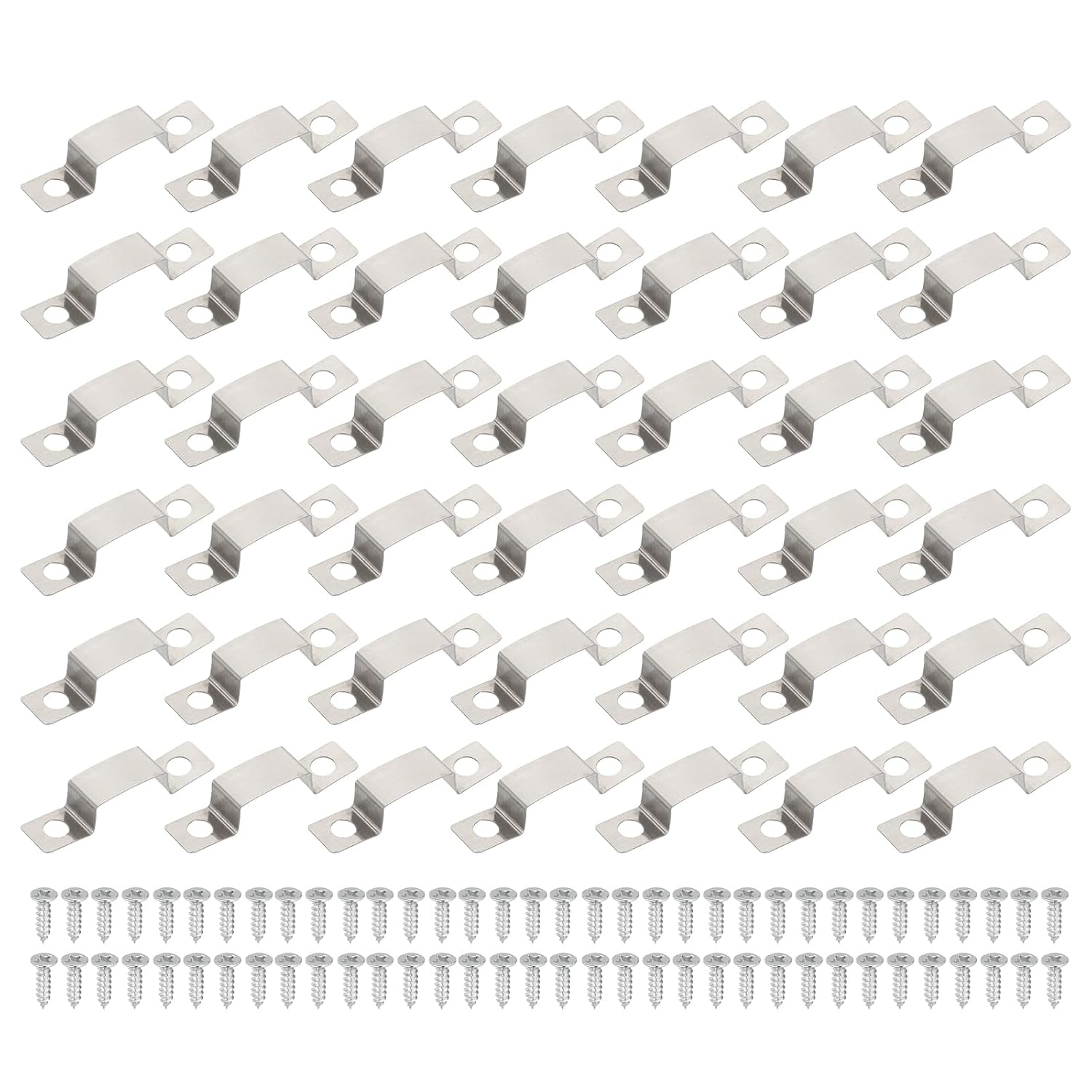 PATIKIL LED Strip Clips, 60pcs Stainless Steel Mounting Brackets Fixing Clip Clamp Support Holder with Screws for 14mmx6mm LED Strip Lighting Cable