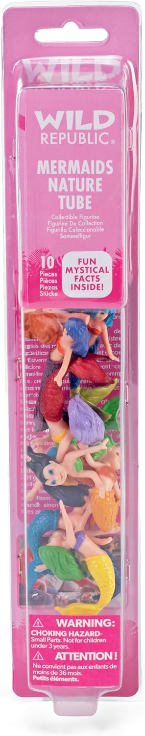 Wild Republic Mermaid Figurines Tube, Mermaid toys, Underwater, Sirens, Kids Gifts, 10-Piece