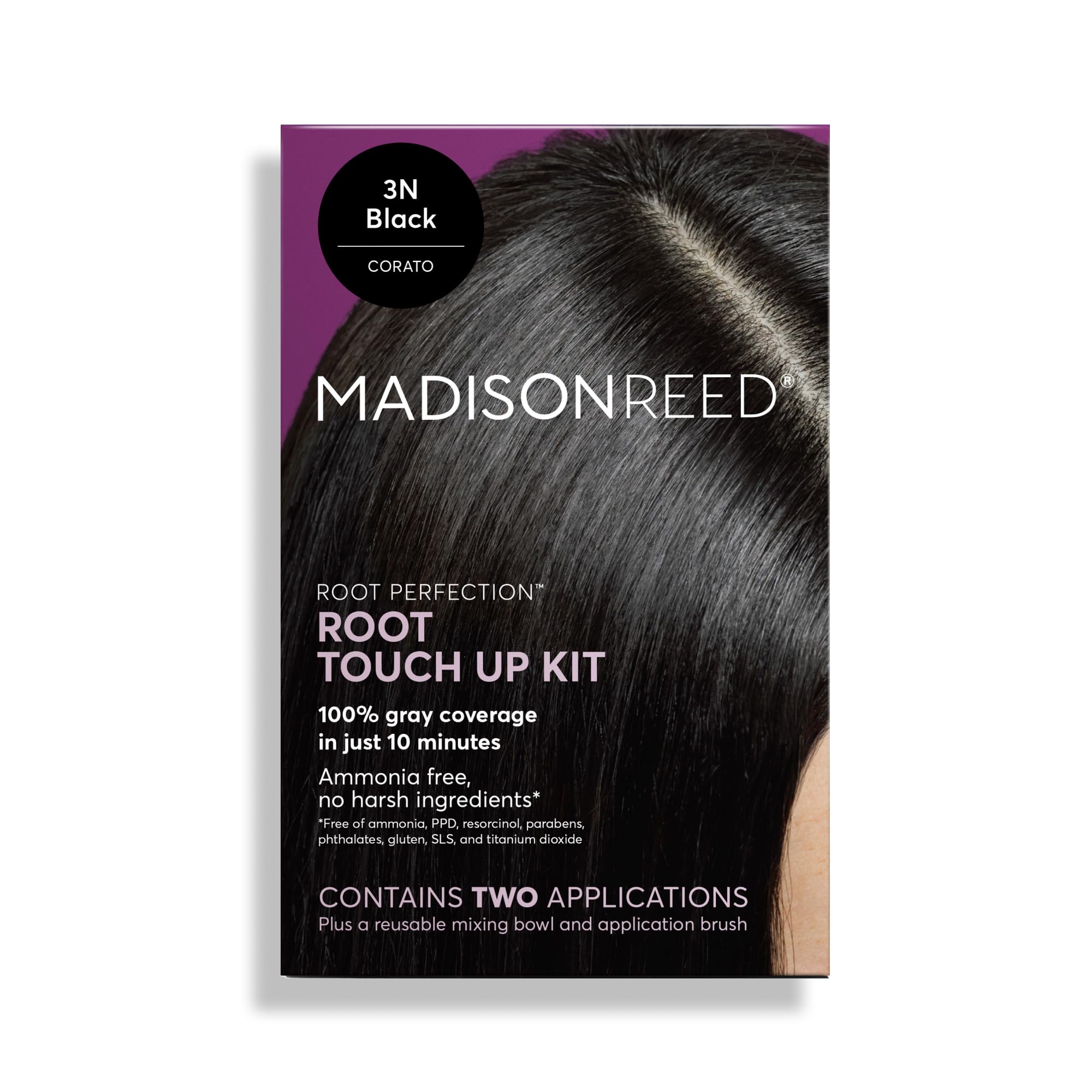 Madison Reed Root Perfection Permanent Root Touch Up, Black 3N Corato, 10 Minutes for 100% Gray Root Coverage, Ammonia-Free Hair Dye, Two Applications