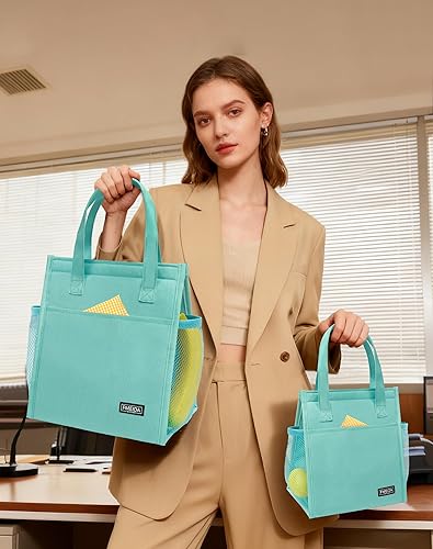 Vista 53 de Fmeida Lonchera aislada para mujeres y hombres, bolsas de almuerzo grandes de 9 litros con múltiples bolsillos, bolsa térmica reutilizable