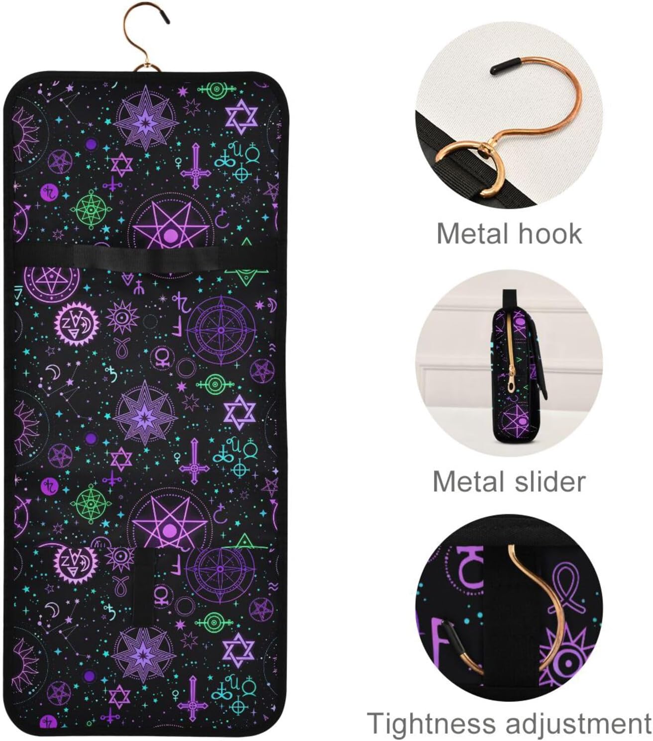 MNSRUU Toiletry Bag Galaxy Symbols Boho Hanging Makeup Bag for Toiletries 3 PCS Travel Toiletry Organizer Bags Portable Clear Toiletry Kit