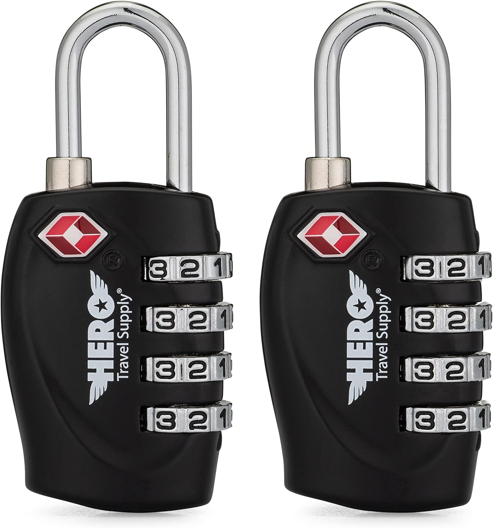 Hero Luggage Lock (2-Pack) – TSA Approved – 4 Digit Combination Padlock for Travel, Suitcases, Lockers, Backpacks