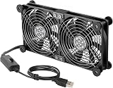 ELUTENG USB Fan 140mm 5V 2 in 1 with 3 Adjustable Speeds, Double USB Computer Fan 140mm PC Fan 14mm with 8 Shock Absorbent Feet for PS5 PS4/Laptop/TV Box/Router - 1
