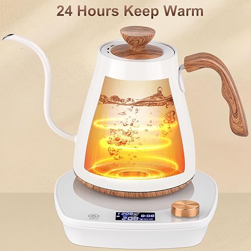 Miniatura 3 de Hervidor eléctrico de cuello de cisne, control inteligente de temperatura, interior de acero inoxidable, calentamiento rápido, para verter sobre el