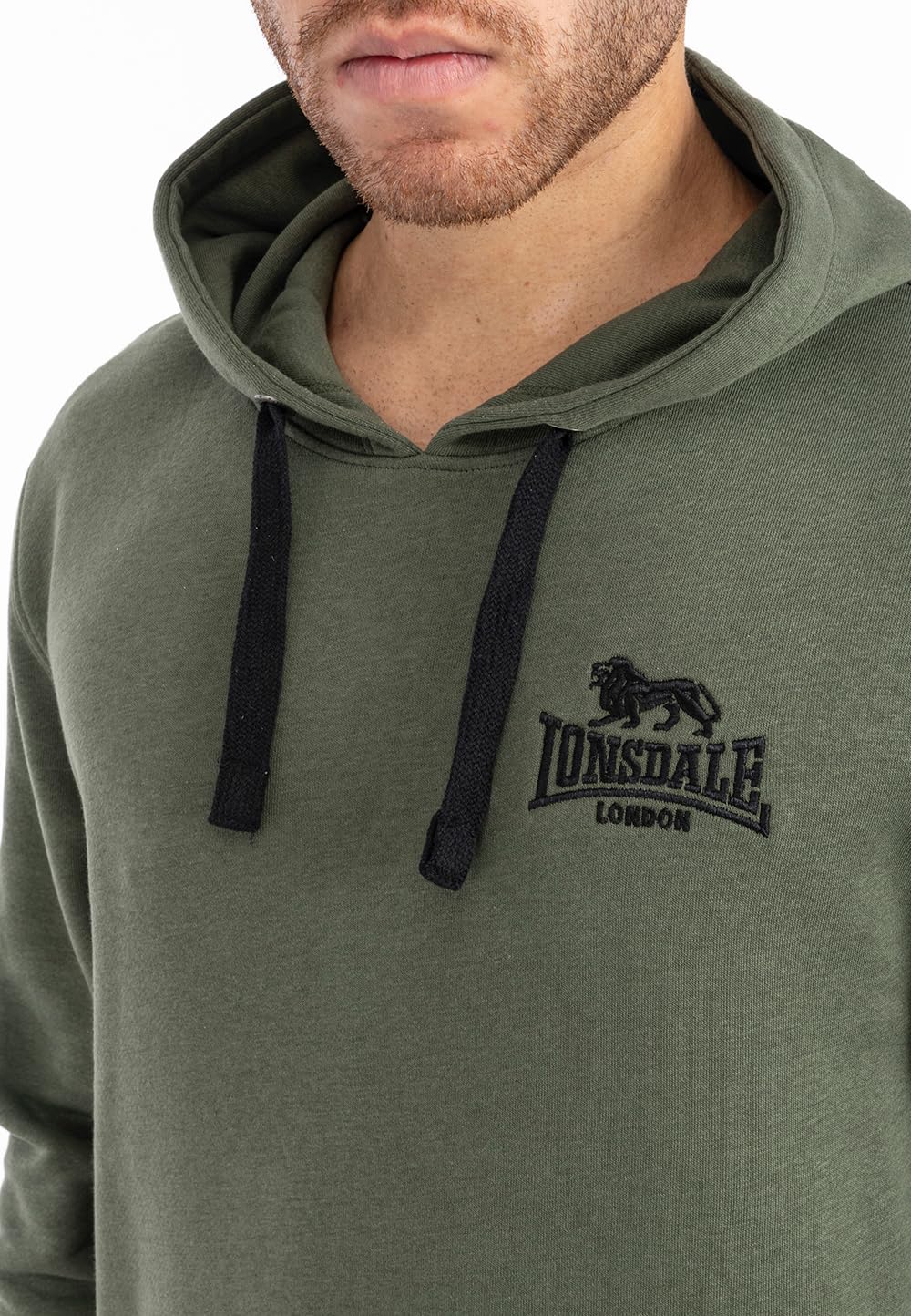 Lonsdale London MAYWICK Hombre Sudadera con Capucha Aceituna Regular