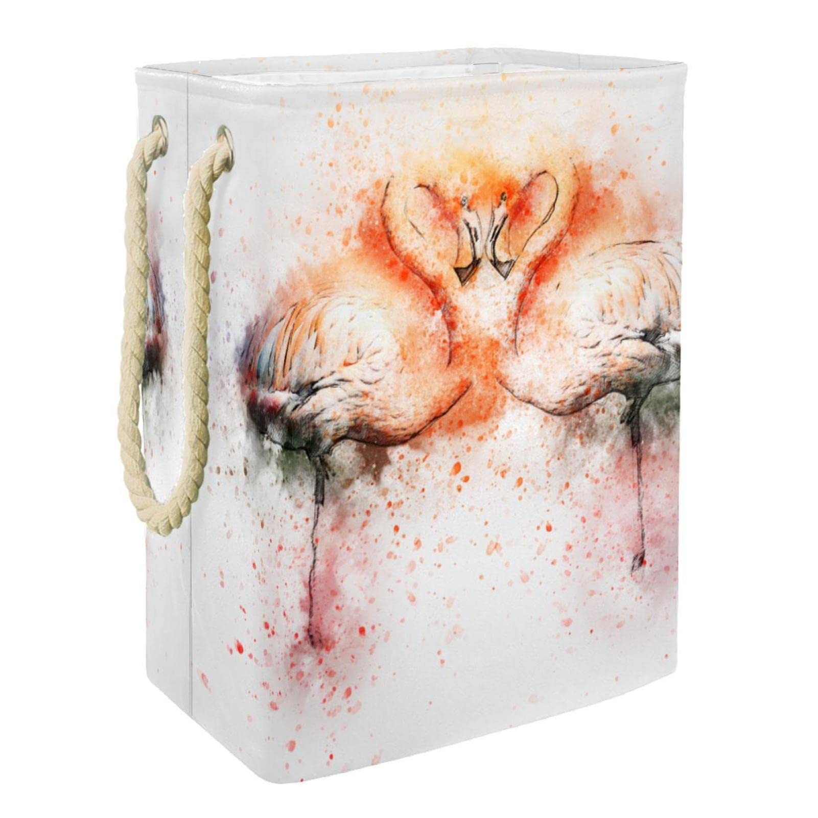 Panier à linge flamant rose personnalisé avec poignées pour chambre