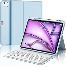 IVEOPPE Tastatur für iPad Air 13 (2025/2024), Hülle mit Tastatur für iPad air 13 Zoll M3/M2, Magnetisch Bluetooth QWERTZ Keyboard für Air 13" 2025 M3/2024 M2, Babyblau