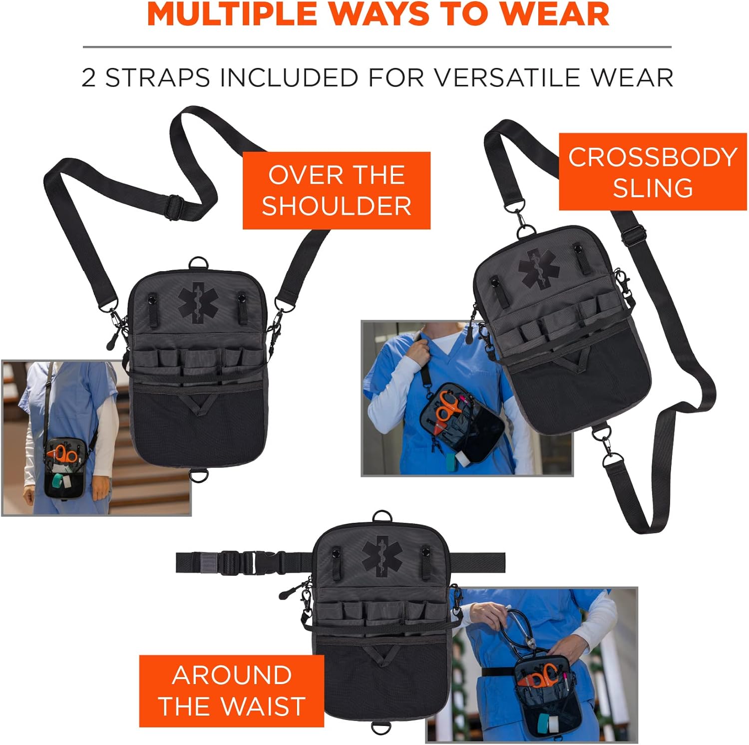 Ergodyne Arsenal 5717 Convertible Nurse Fanny Waist Pack, Portable Medical Gear Bag, Waist Apron Belt, Tape Holder