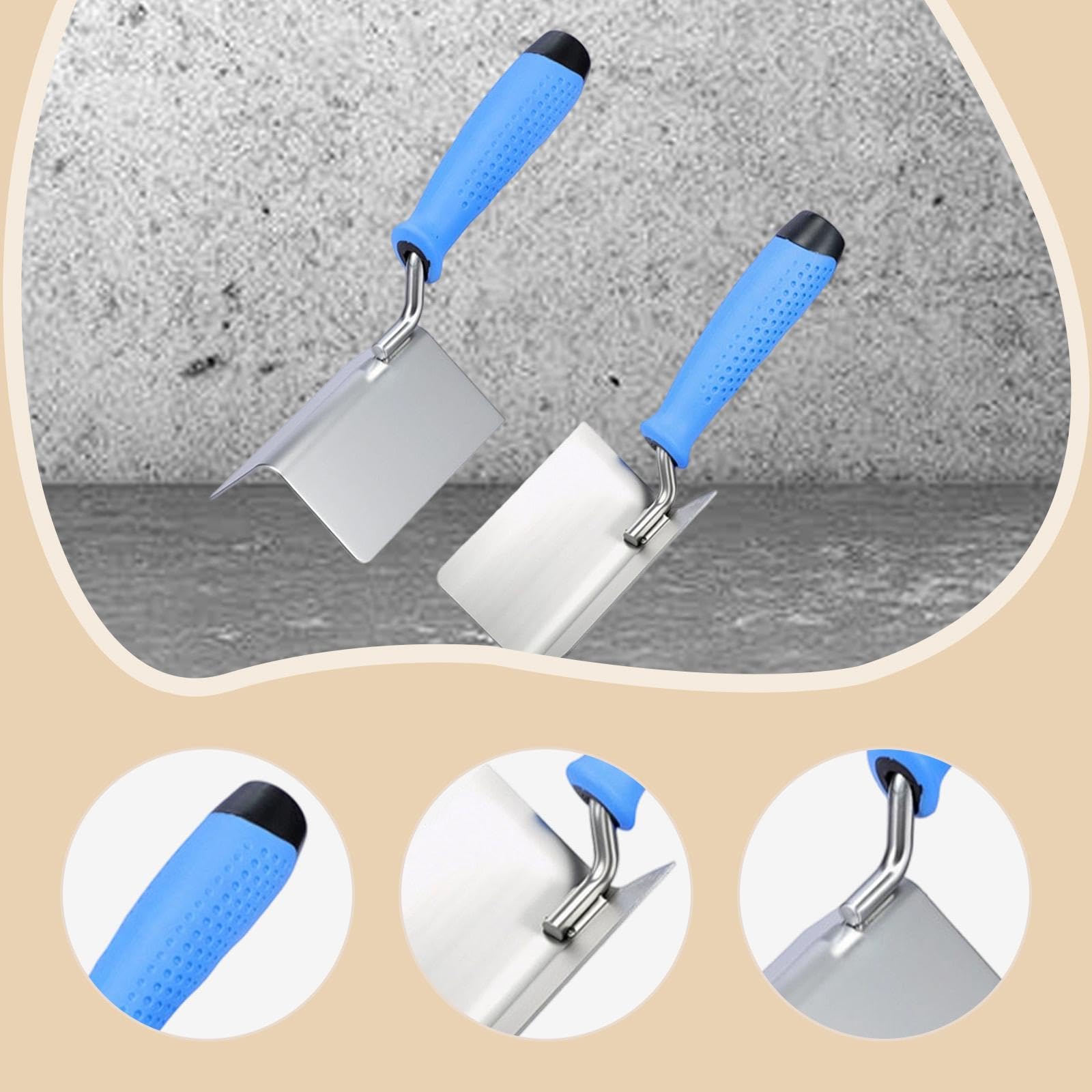 perfk 2X Set di Utensili manuali per Angoli in cartongesso, Fai da Te Esterno Interno con Impugnatura, cazzuola per intonaco angolare per Stucco