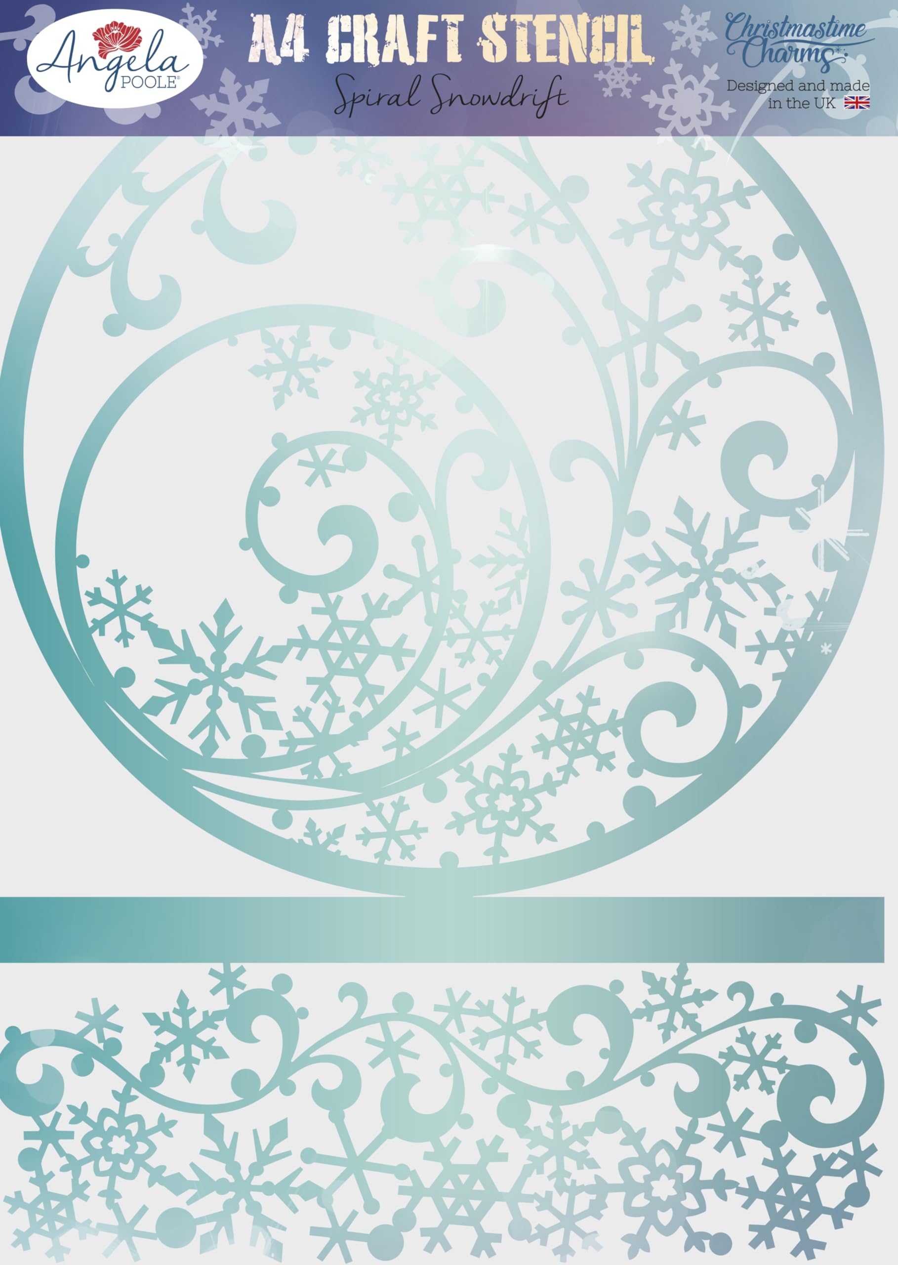 Angela Poole A4 Craft Stencil – Spiral Snowdrift