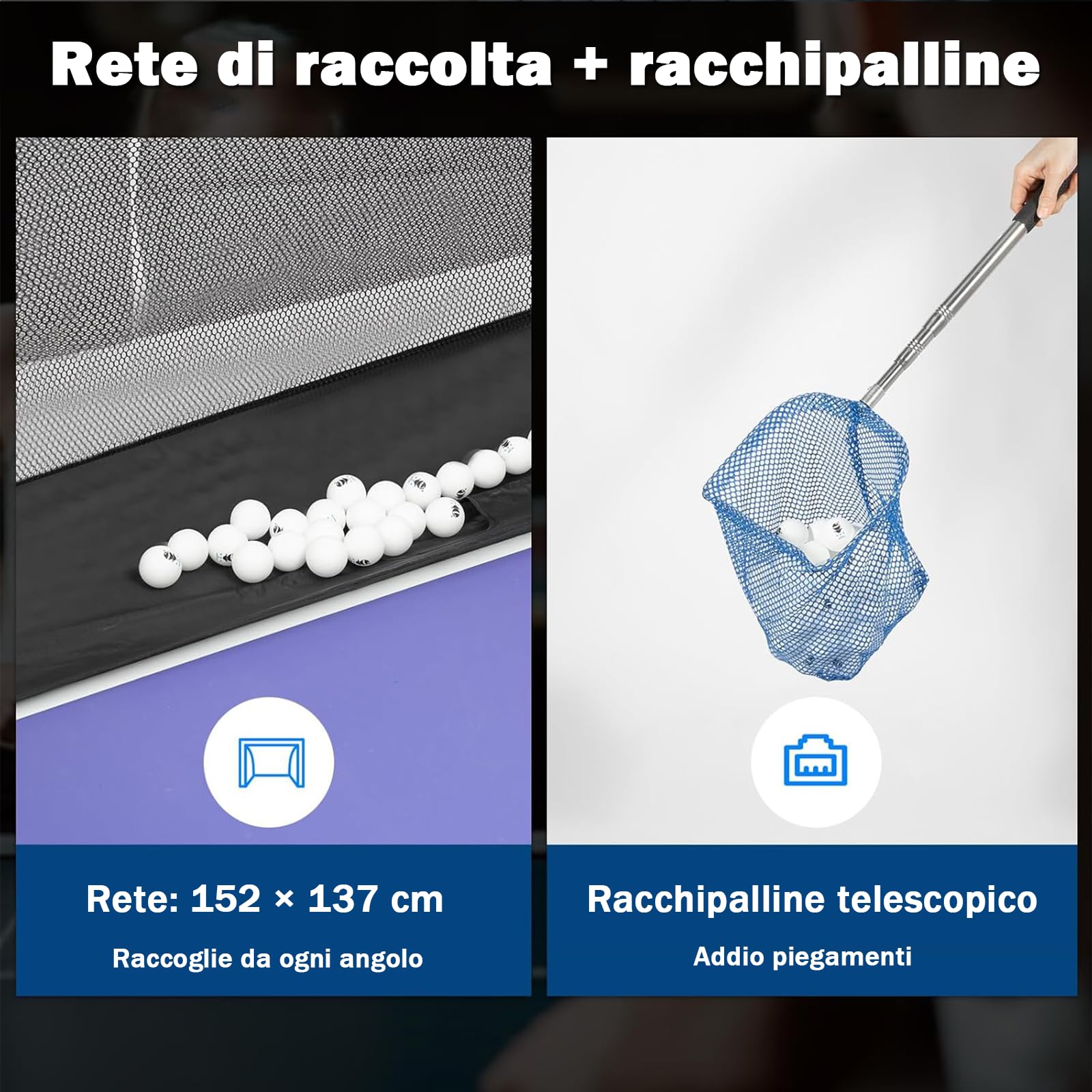 OUKANING Robot da Ping Pong - Macchina Automatica per Allenamento, 10 Modalità, Velocità 4-40m/s, Frequenza 35-90 Palline/min, Capacità 100 Palline, Rete 152x137cm – Per Scuole e Sport