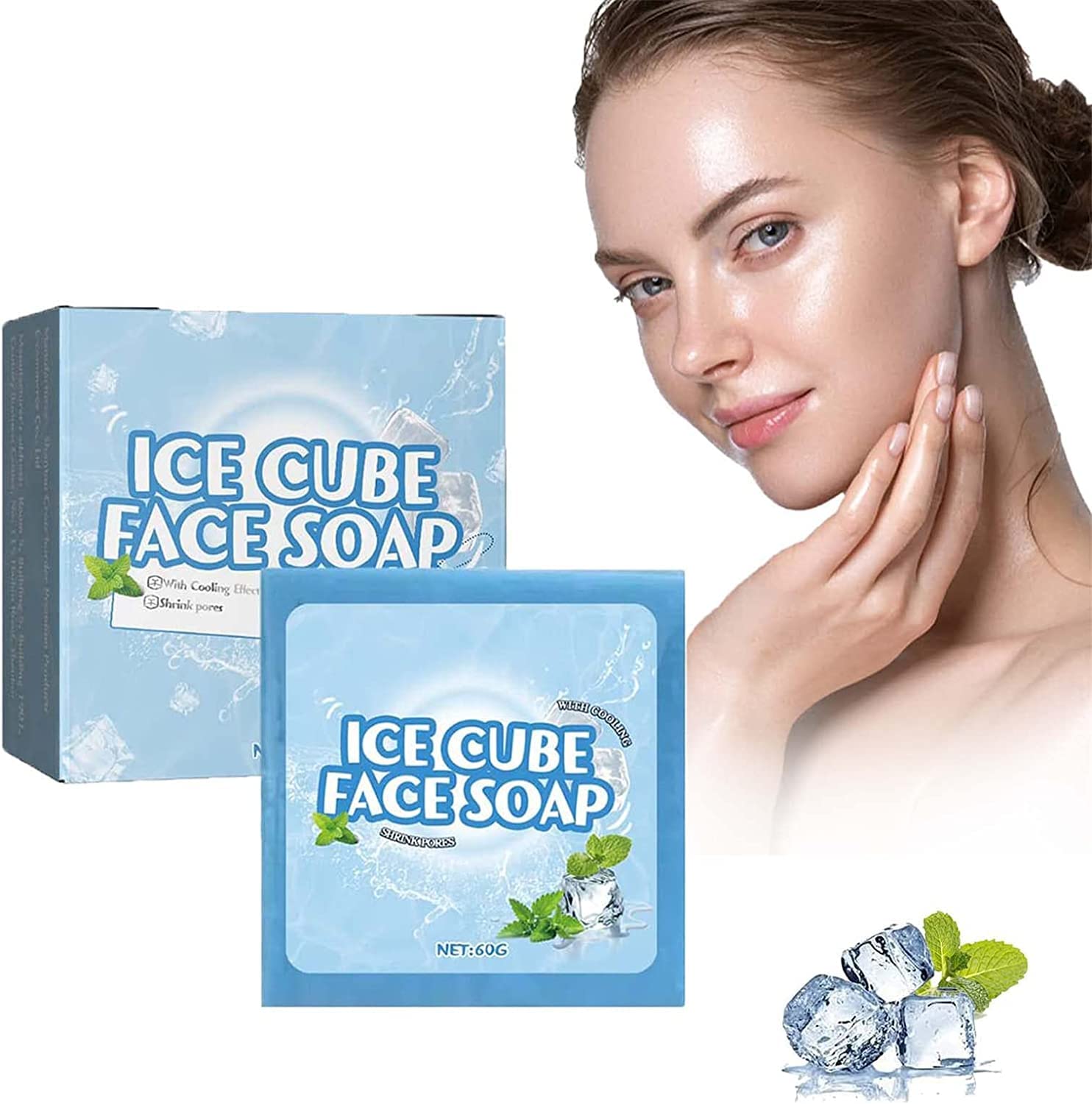 Jskin Beauty Hydra Moist Ice Cube Soap, Skin Brightening Soap for Glowing & Radiance Skin, Dark Spots, Rejuvenate, Refreshing and Moisturizing, Not Greasy (1PCS)