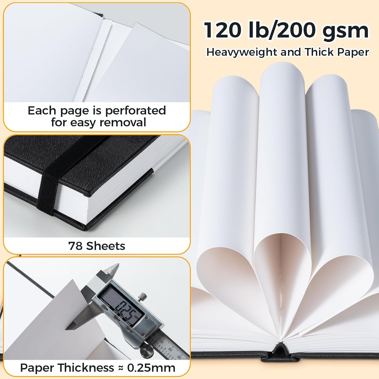 Ohuhu Sketchbook Marker Paper Pad: 8.3"x11.7" Large Art Sketch Book Drawing Papers 78 Sheets/156 Pages 120 lb/200 gsm Hardcover Sketching Books for Alcohol Markers Sketchpad Christmas Gift