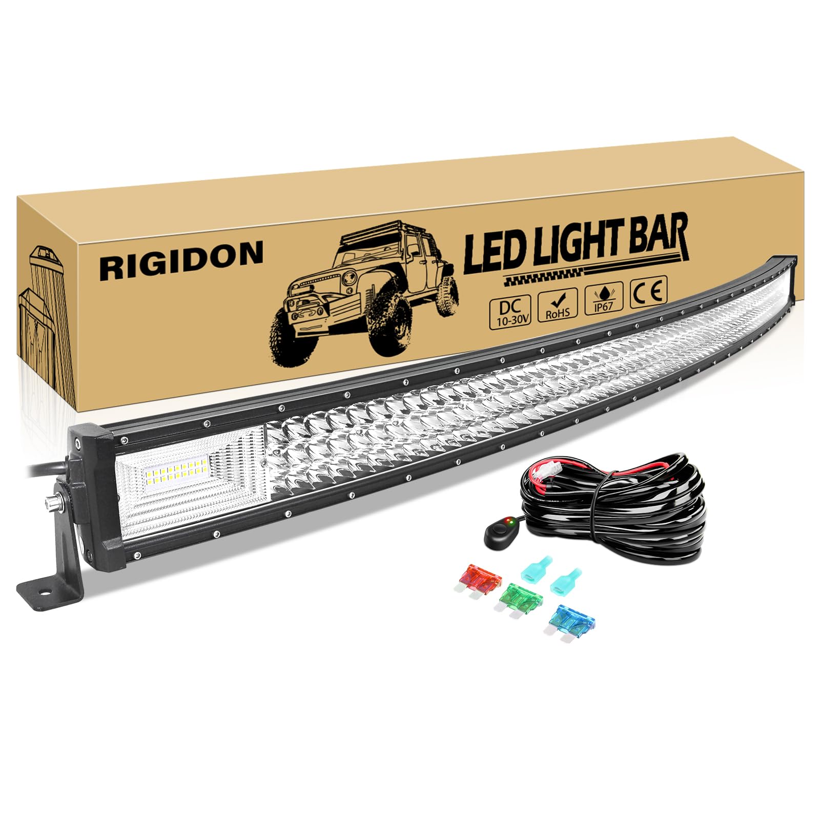 Amazon.co.jp: RIGIDON 52 インチ 675W カーブ LED ライト バー