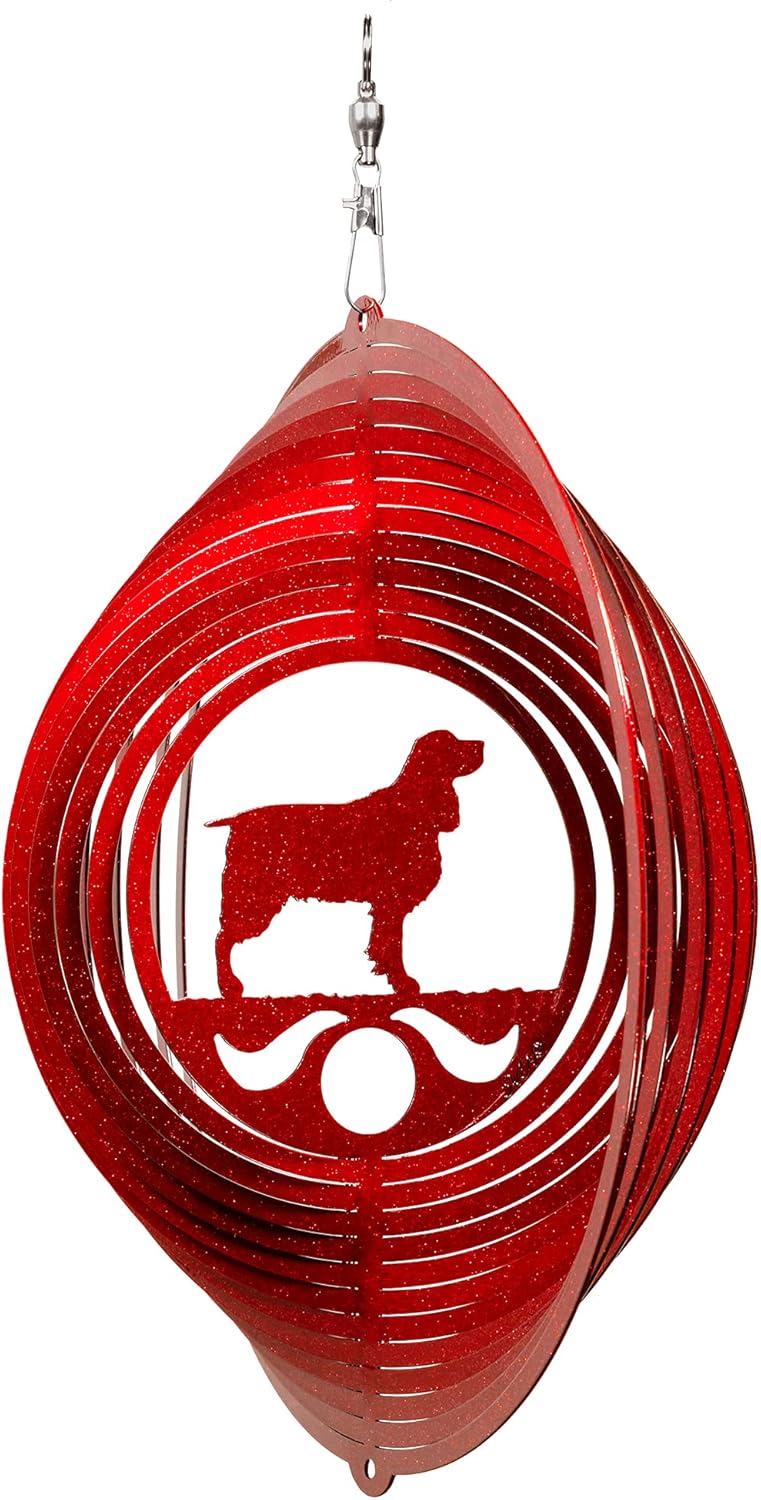 SWEN Products Springer Spaniel Circle Swirly Metal Wind