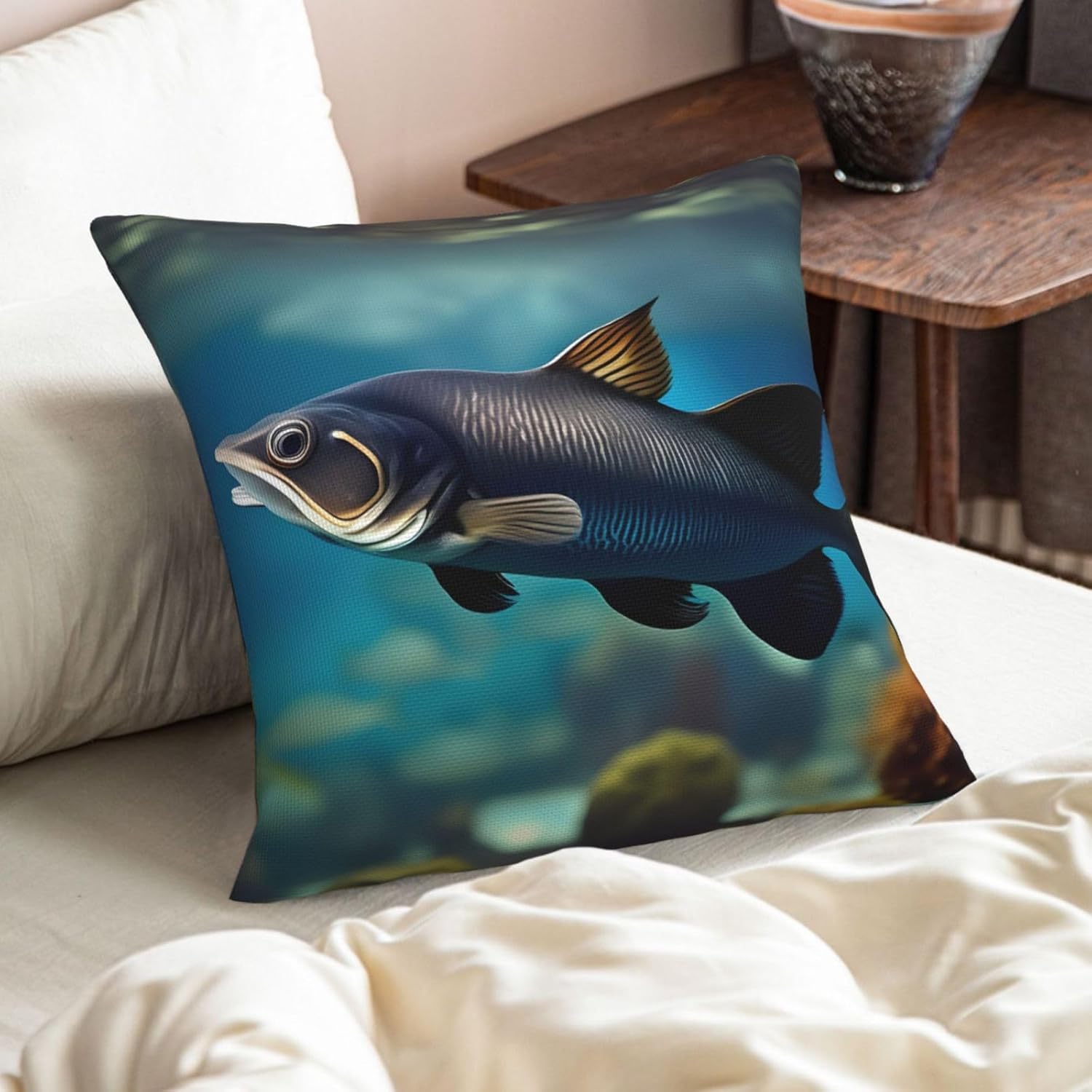 Subaquatic Catfish Imitation Linen Pillowcase -2 Sets, Fashionable Home Decoration, Used for Sofas, Gardens, beds