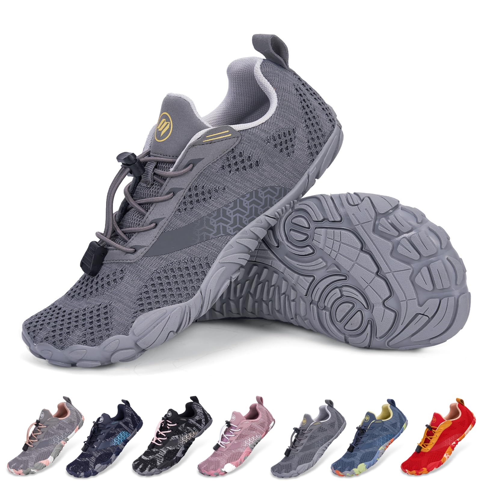SAGUARO Blotevoetenschoenen Heren Dames Trailrunning Schoenen Lichtgewicht Antislip Barefoot Minimalistische Schoenen voor Fitness Wandel Trekking Hiking, Metaal Zwart, 44 EU