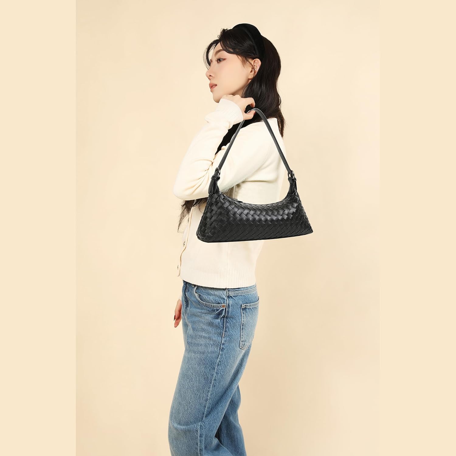 Shoulder Bags for Women, Woven Leather Crossbody Bag Small Purse Cute Hobo Tote Handbag Mini Clutch - Image 3