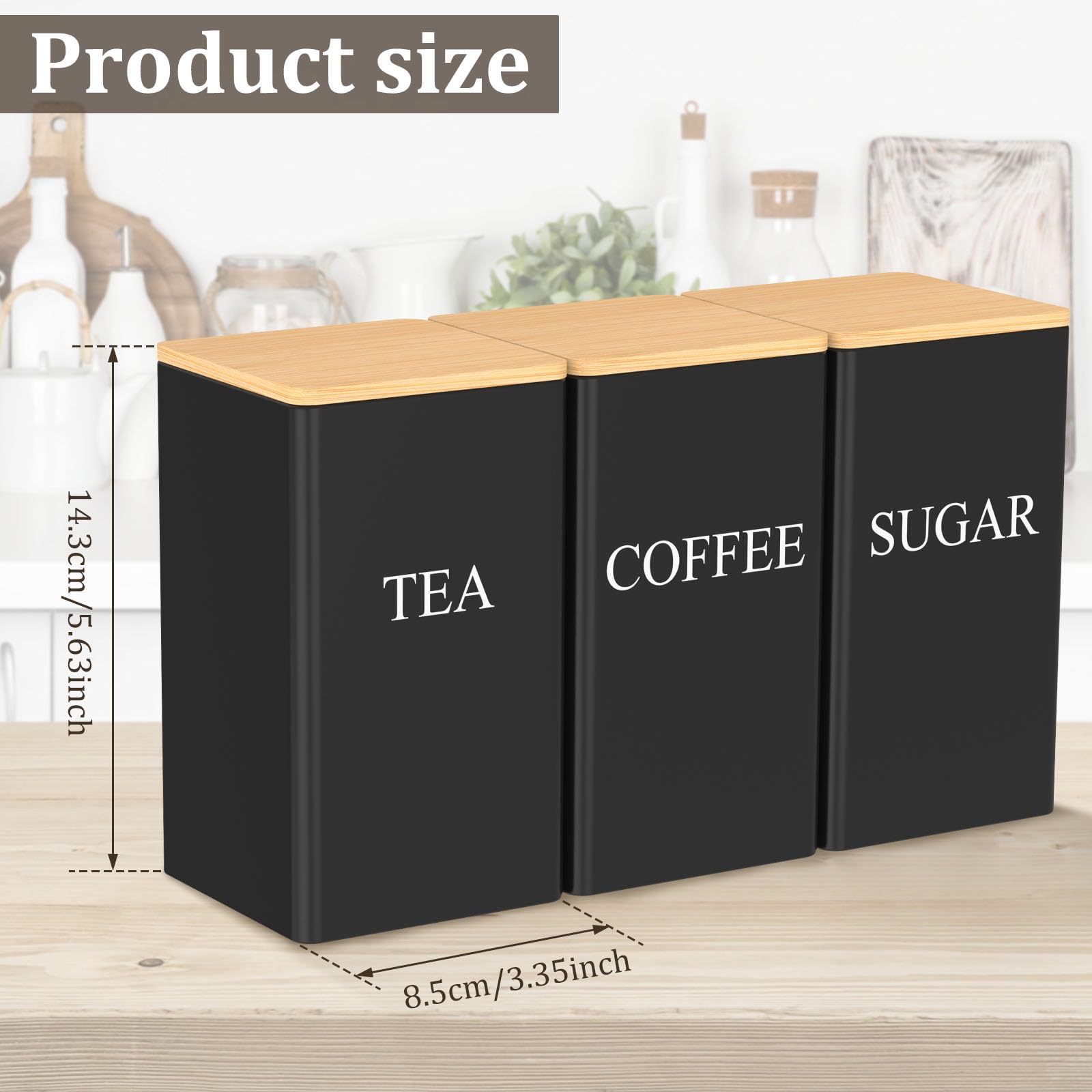 COM-FOUR® 2-delige voorraadpottenset met bamboe deksel - metalen opbergdoos voor etenswaren - organizer voor in de keuken - metalen bak met opschrift (02 stuks - zwart/goudkleurig COM-FOUR® 2-delige voorraadpottenset met bamboe deksel - metalen opbergdoos voor etenswaren - organizer voor in de keuken - metalen bak met opschrift (02 stuks - zwart/goudkleurig