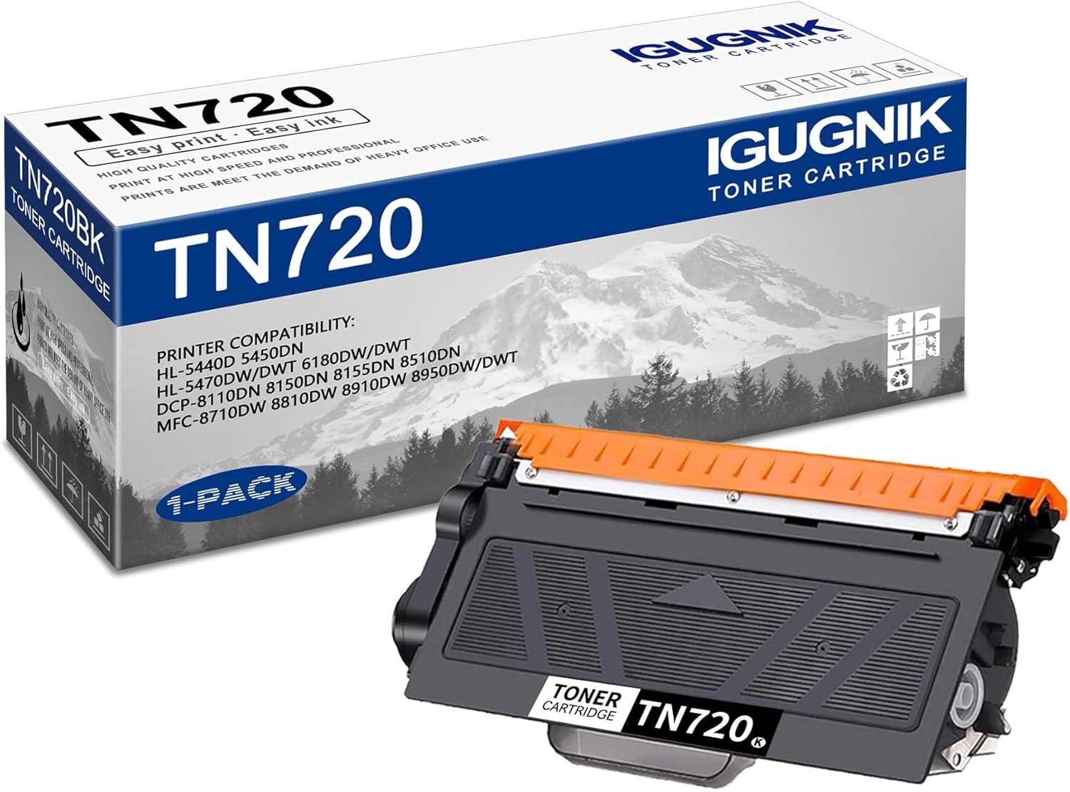1 Pack TN720 Toner Cartridge, Compatible for Brother TN720 TN-720 Toner Replacement for MFC-8910DW MFC-8810DW MFC-8710DW MFC-8950DW HL-5450DN HL-5470DW HL-6180DW HL-6180DWT HL-5470DWT