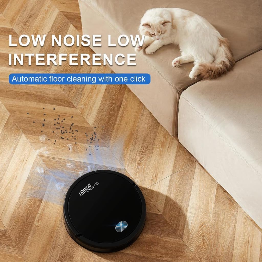 Robot Vacuum Cleaner, Robot Vacuum Cleaner and mop, Advanced Obstacle Avoidance for Vacuum Robot mop, Aspiradora Robot Slim Design, Ideal Choice for pet Hair, Hard Floor, Carpet (Black)