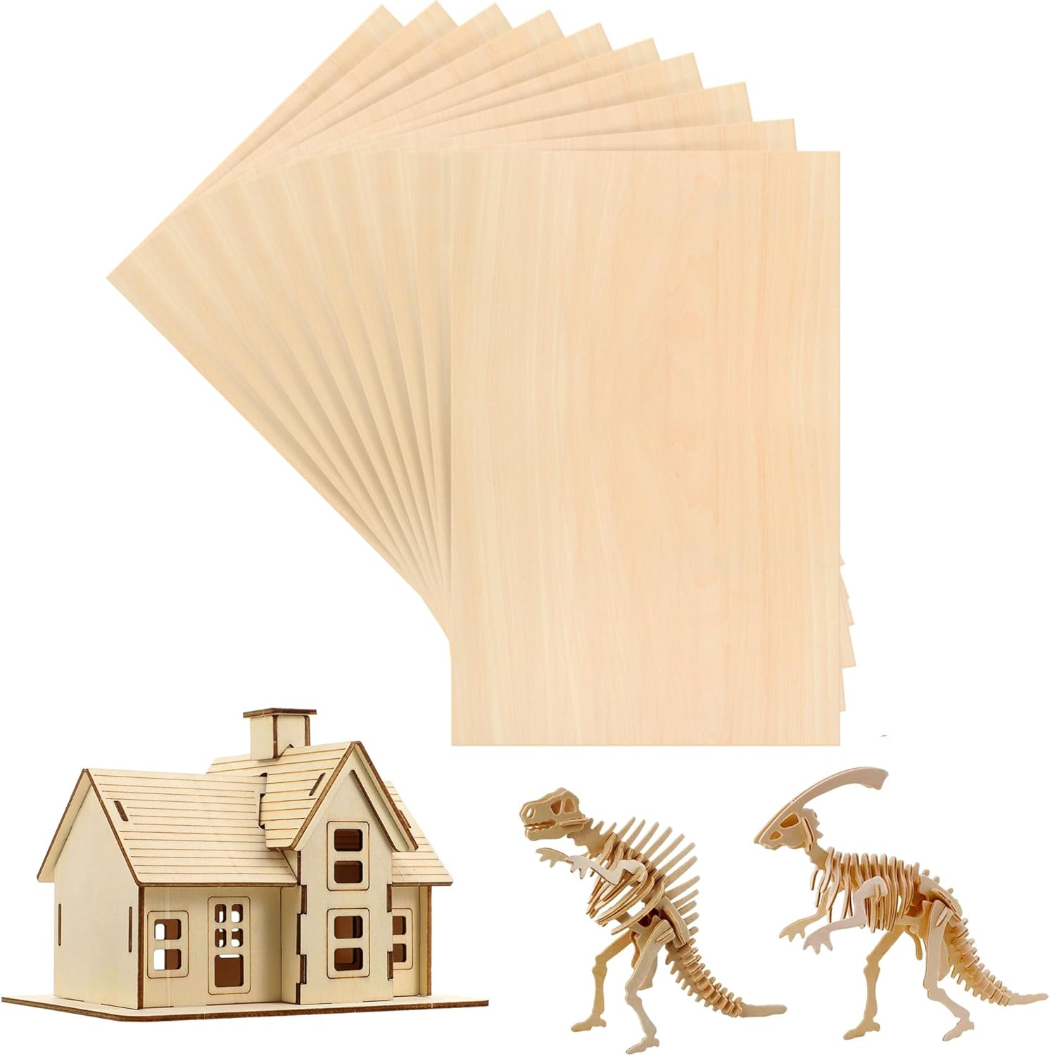 ToCome 12 Pcs 5mm Basswood Sheets 12x24x13/64 in Plywood Sheets for Laser Cutting Engraving 305x610x5mm Laser Bass Wood Boards for Crafts Laser Projects