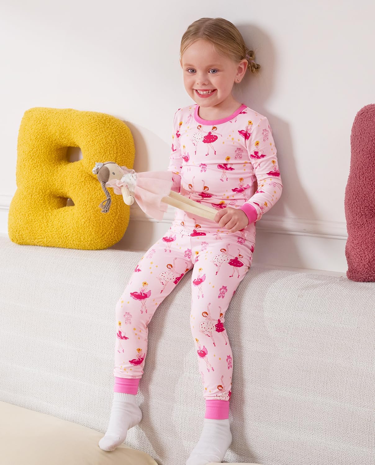 Bamboo Viscose Toddler Girls Kids Pajamas Unicorn Mermaid Pjs Long Sleeve Snug fit 12M-8Y 2pcs Soft Jammies - Image 8