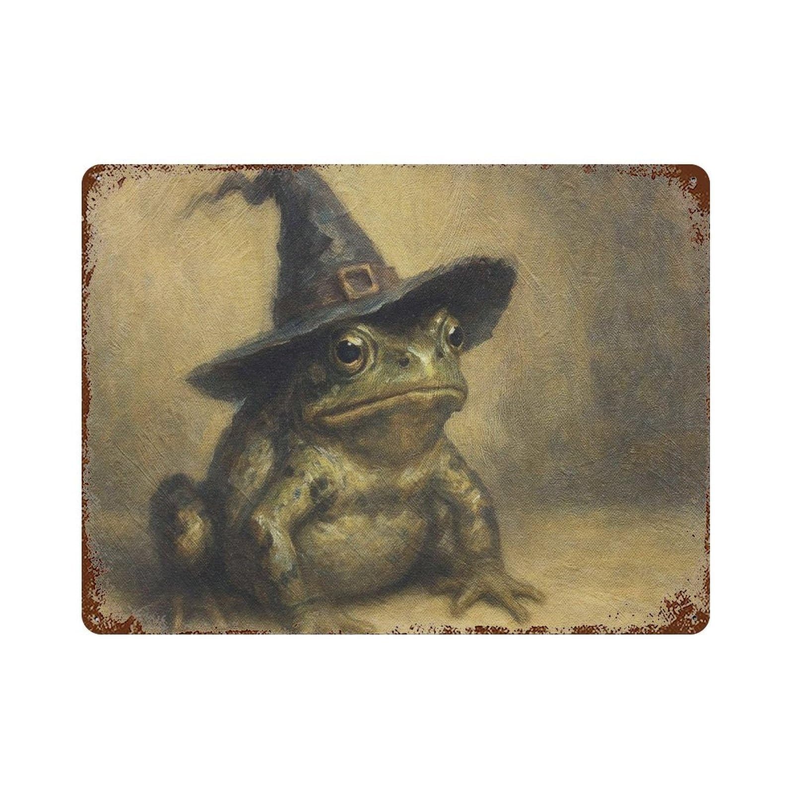 xiaoxiaoshen Retro Witch Toad, Gothic Halloween Decoration Wall Decor Art Metal Tin Poster Modern Home Decor Art Home Bar Shop Decorations Vintage Sign 30x40cm