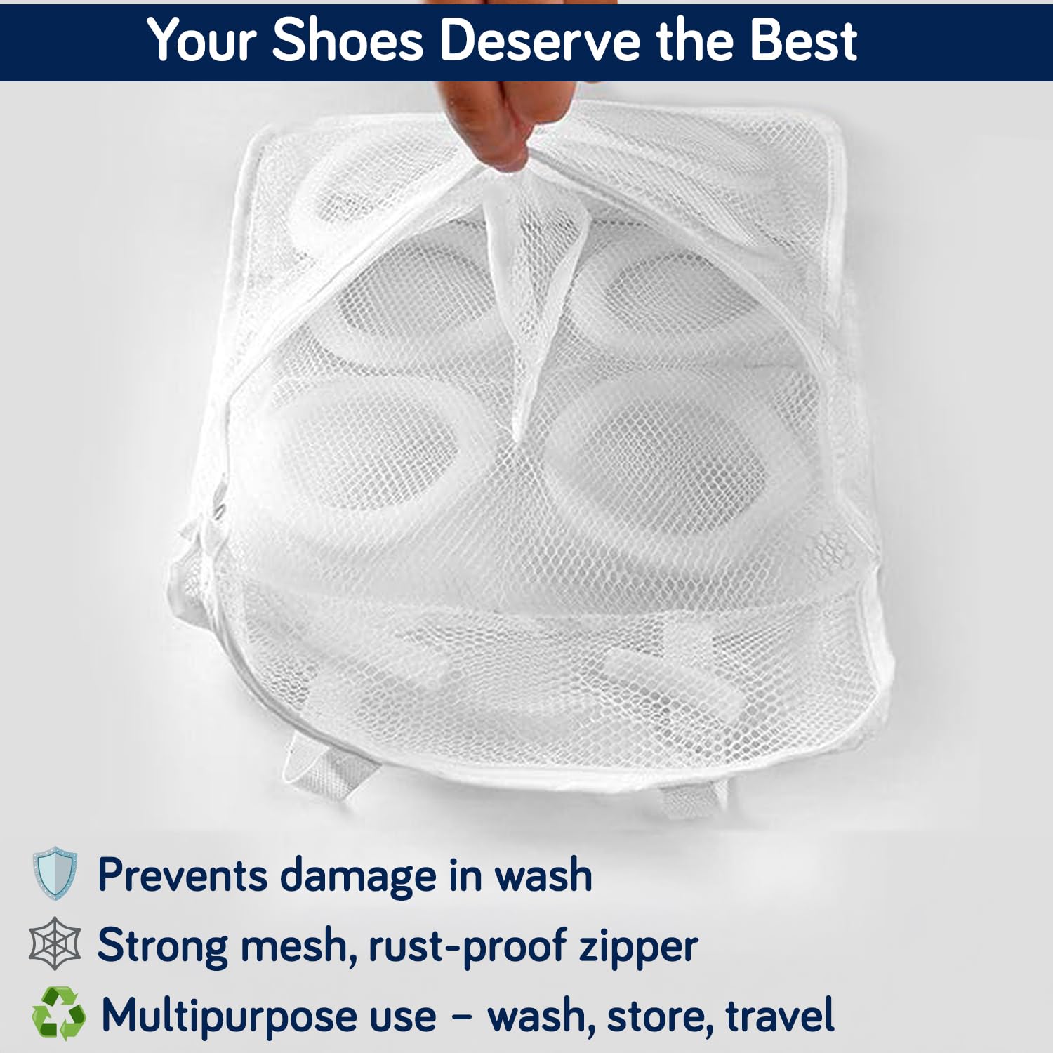 HOKIPO Shoe Mesh Bag for Washing Machine — Shoes Wash Bags with Bumper Protectors, Sneaker Laundry & Drying Bag, Portable Mesh Laundry Bag for Shoes(AR-5884) 1