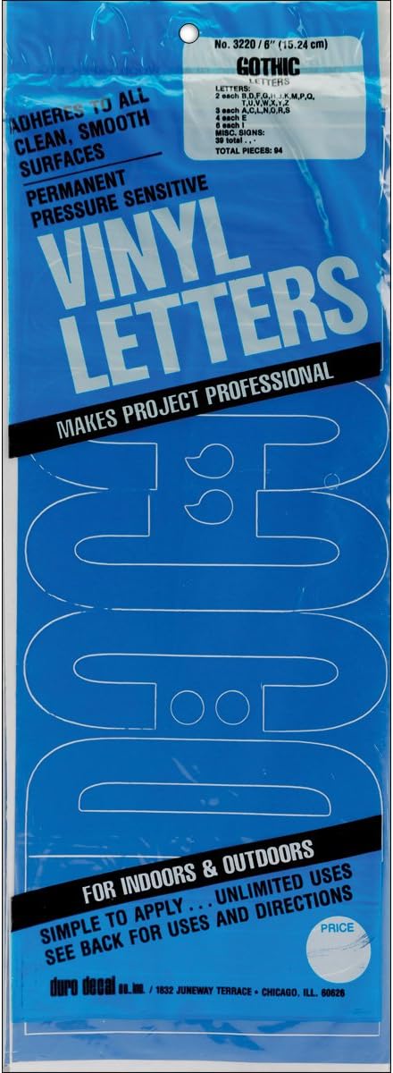 Duro Decal Permanent Adhesive Vinyl Letters & Numbers: 6 Gothic Blue