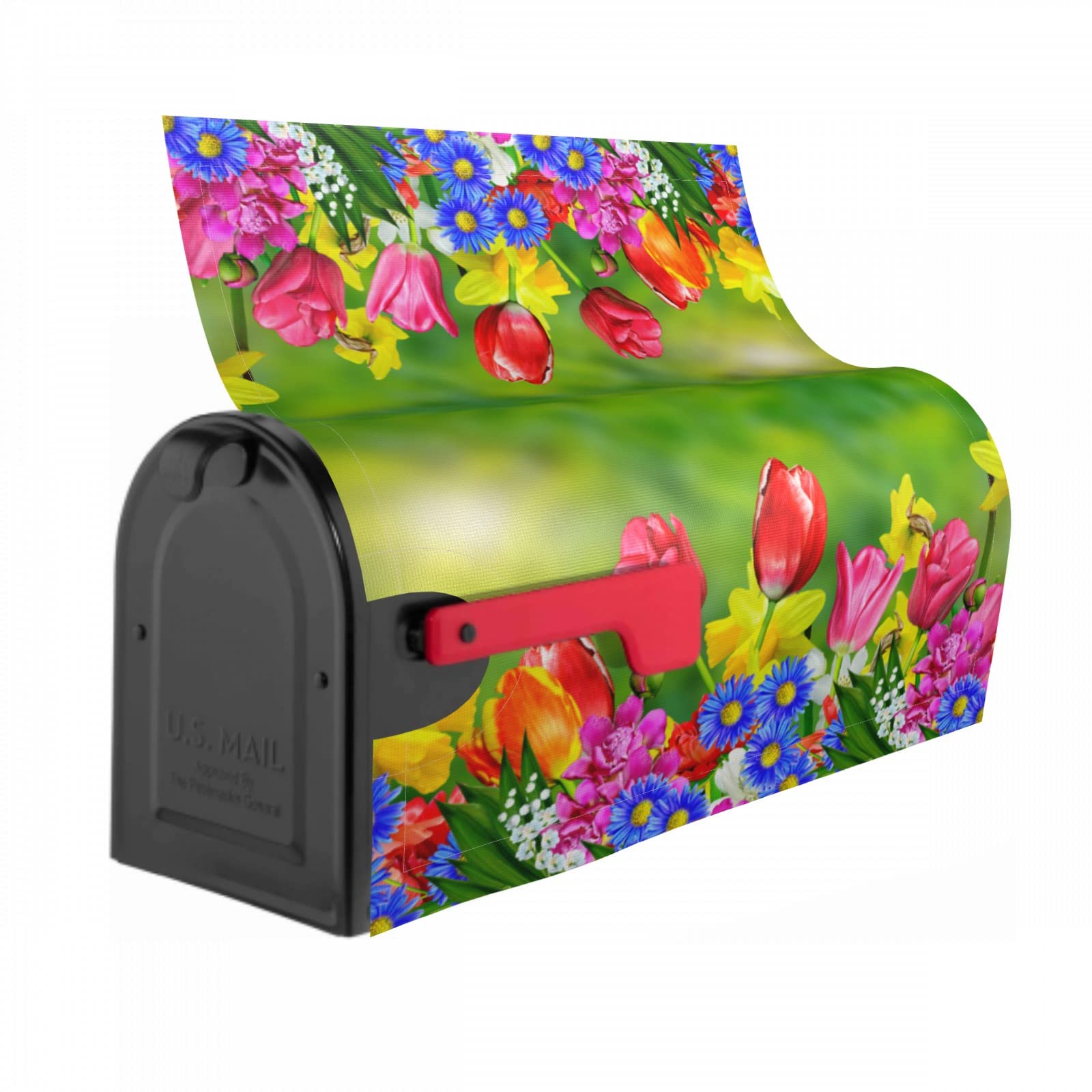 Magnetic Mailbox Cover - Spring Summer Flowers Design, Standard Size 18x21 Inches - View #7