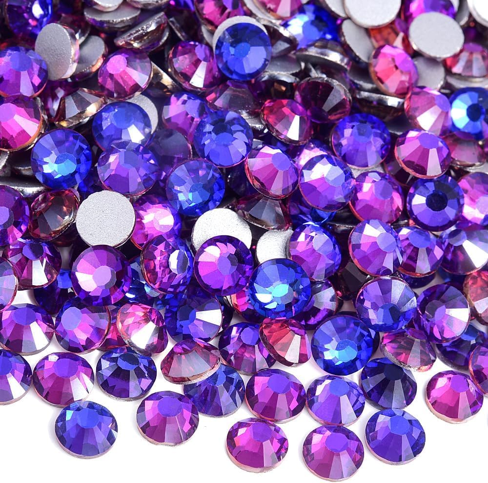 Flat Round Gemstone Beads for Nails Purple Velvet Mixed SS6-20 2880pcs