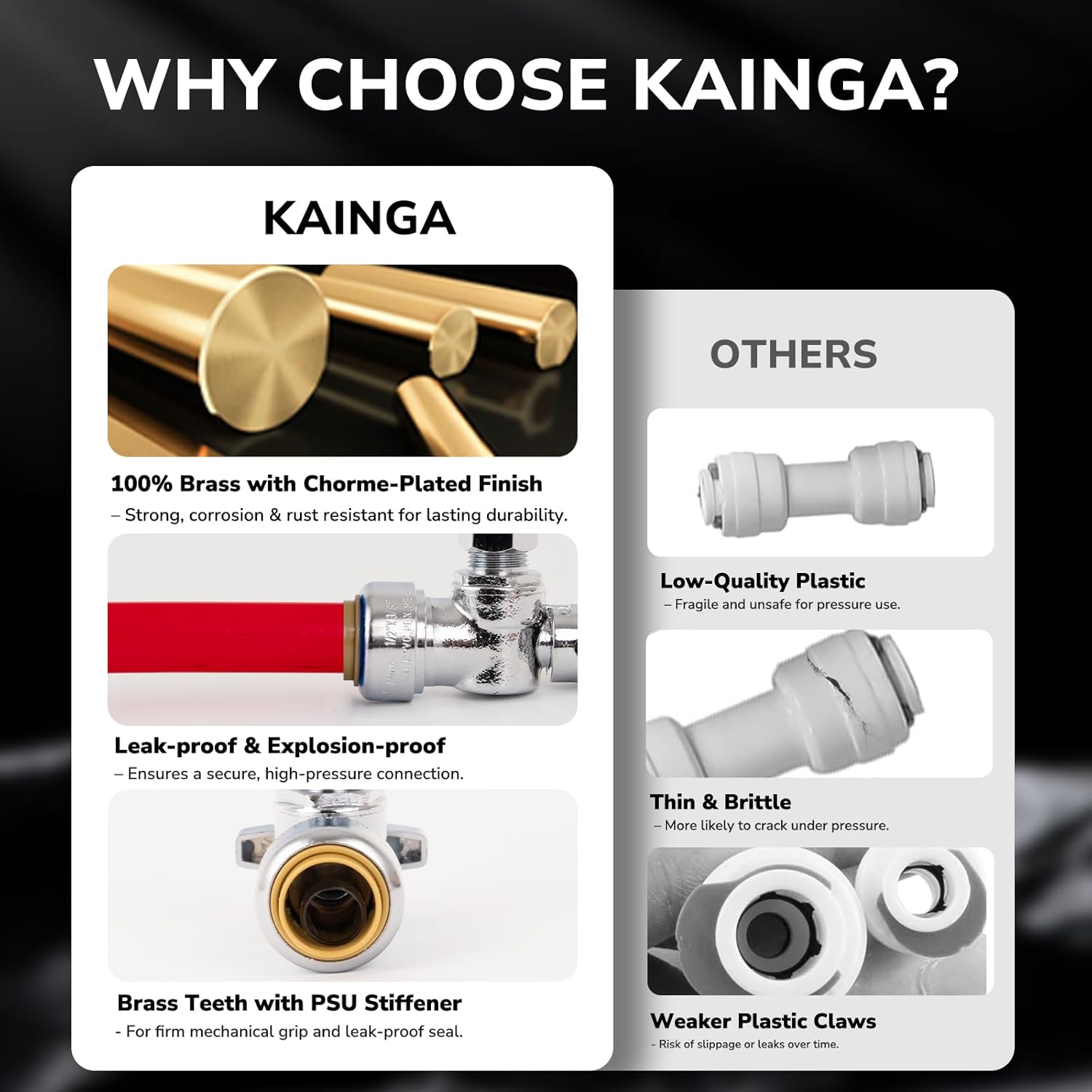 12 Pack Angle Stop Valve, 1/2" PTC x 3/8" OD Compression, Toilet Water Shut Off Valve for PEX, Copper, CPVC Pipe, Quarter-Turn Push to Connect Brass Plumbing Fitting with Disconnect Clip