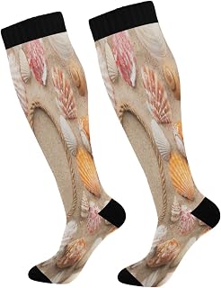 874 Crew Athletic Socks Symbolic Heart Made Rope Seashells Lying Running Socks Long Walking Socks Casual Dress Crew Socks For Running Sports Travel 40cm