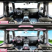 Vista 7 de Juego completo de 23 piezas de decoración interior para automóvil, cubierta de volante, manija de puerta, aire acondicionado, portavasos, luz de Rosa