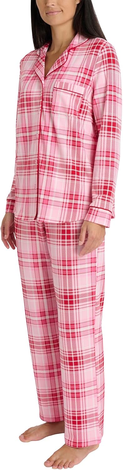 Laura Ashley Women's Plush Knit Pajamas 2 Piece Ultra Soft Brushed Long Sleeve Button Down Top and Pants Sleepwear Set - Image 2