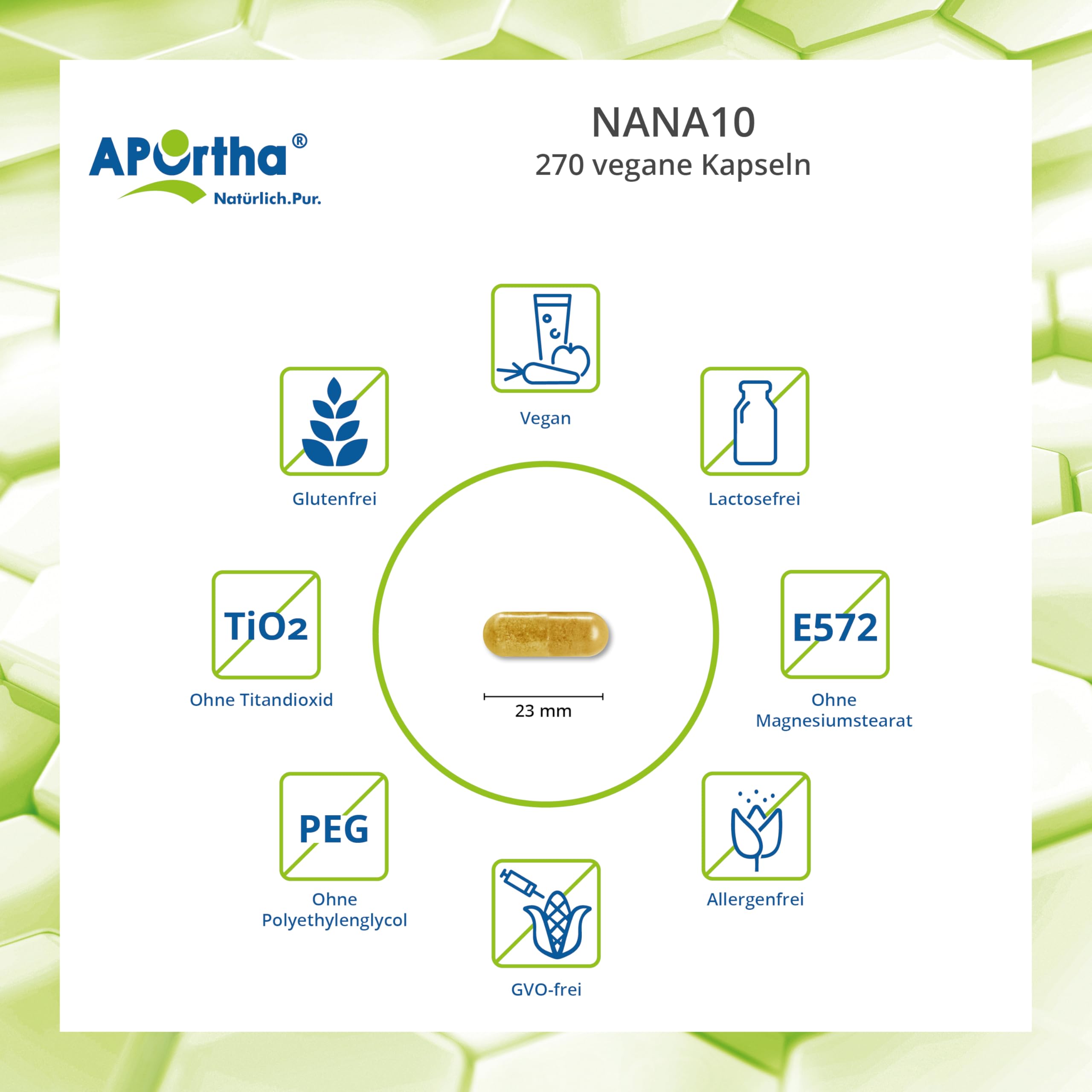 APOrtha® NaNa10 270 vegane Kapseln, Rezeptur von Dr. von Helden mit 10 Komponenten, mit Vitamin C und Magnesium sowie L-Glycin, 270 Kapseln für 30 Tage, glutenfrei, allergenfrei, laktosefrei