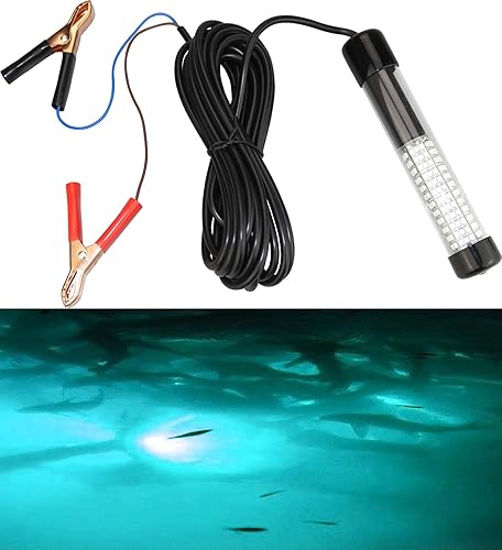 Miniatura 7 de 12 V 14 W 180 LEDs 1300 lúmenes LED sumergible Pesca Luz submarina buscador de peces lámpara con cable de 16.4 ft Verde