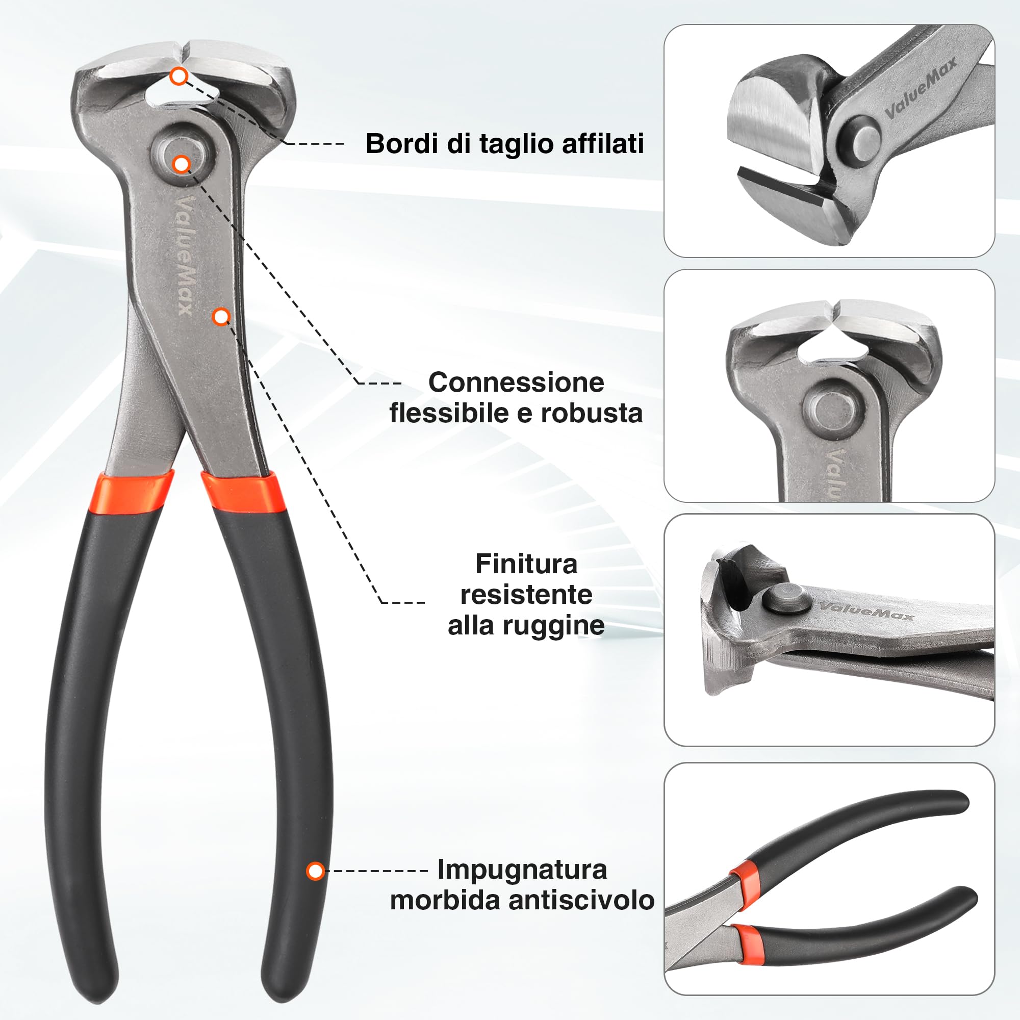 ValueMax Set di Strumenti per Rimuovere Graffette, 3 Pezzi, Estrattore Per Chiodi da 185 mm, Pinza per Chiodi a U e V da 200 mm, Strumento per Estrattore di Chiodi per Mobili di Pneumatici in Legno