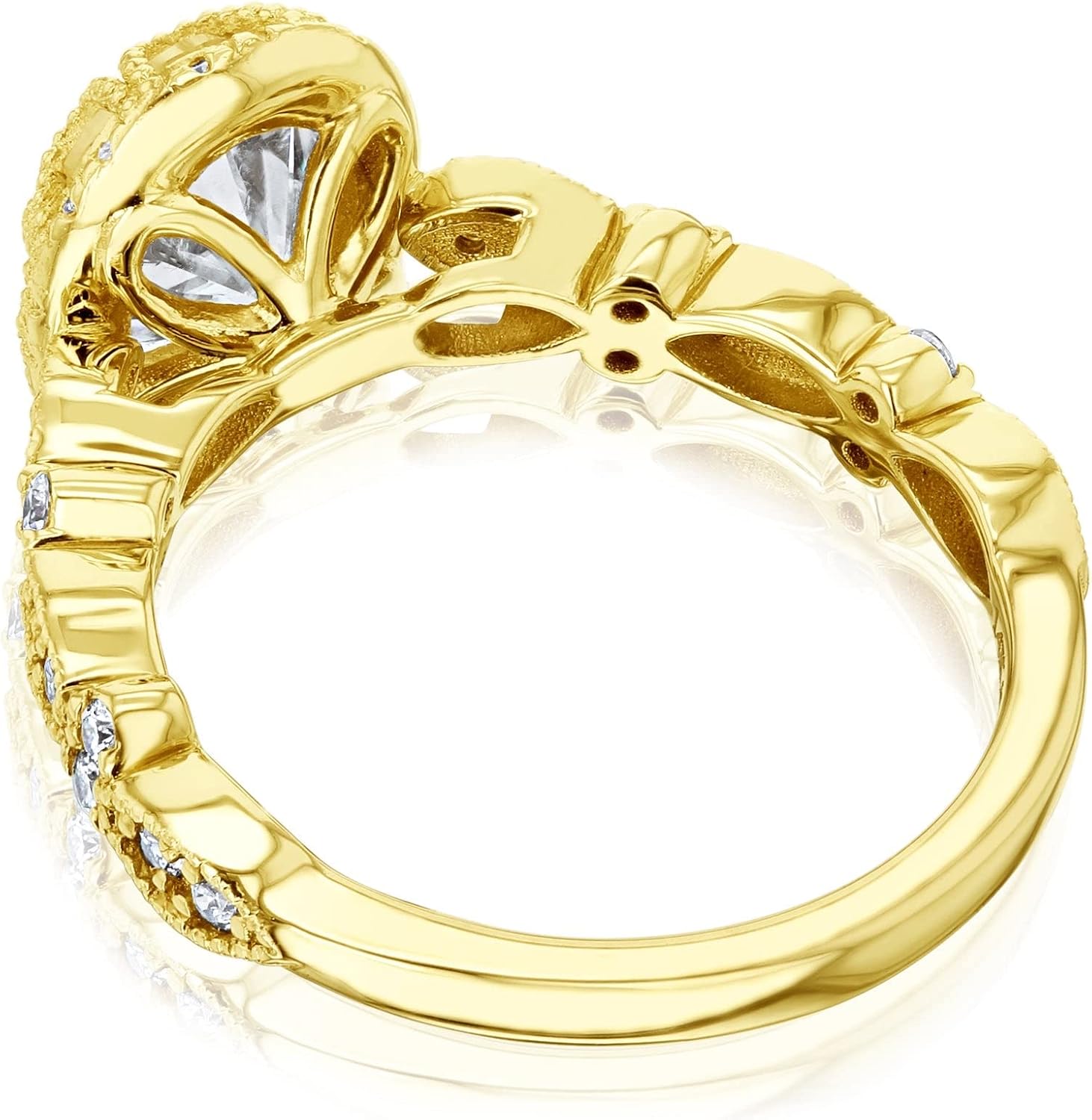 2 ctw Royal Halo Omari Oval Moissanite Bridal Rings Set 14K Gold (GH/VS)