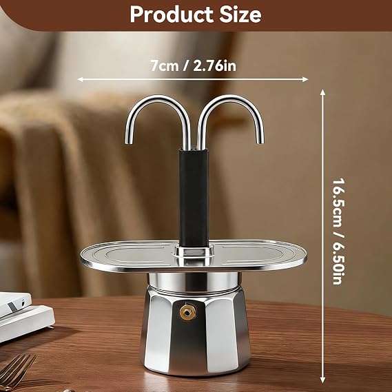Stovetop Espresso Maker, Double Spout 2 Cup Coffee Maker Italian Coffee Machine for Espresso Double Head Mocha Pot for Home Outdoor Camping (Decagon Base)