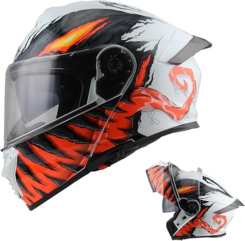 Miniatura 1 de Uchoose Modular Motorcycle Helmet for Men Women, Flip Up Full Face to Open Face Helmet, DOT & FMVSS 218 Certified, Dual Visor, Removable & Washable