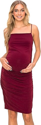 My Bump Vestido de maternidad ajustado con cuello cuadrado, lado fruncido (fabricado en Estados Unidos)