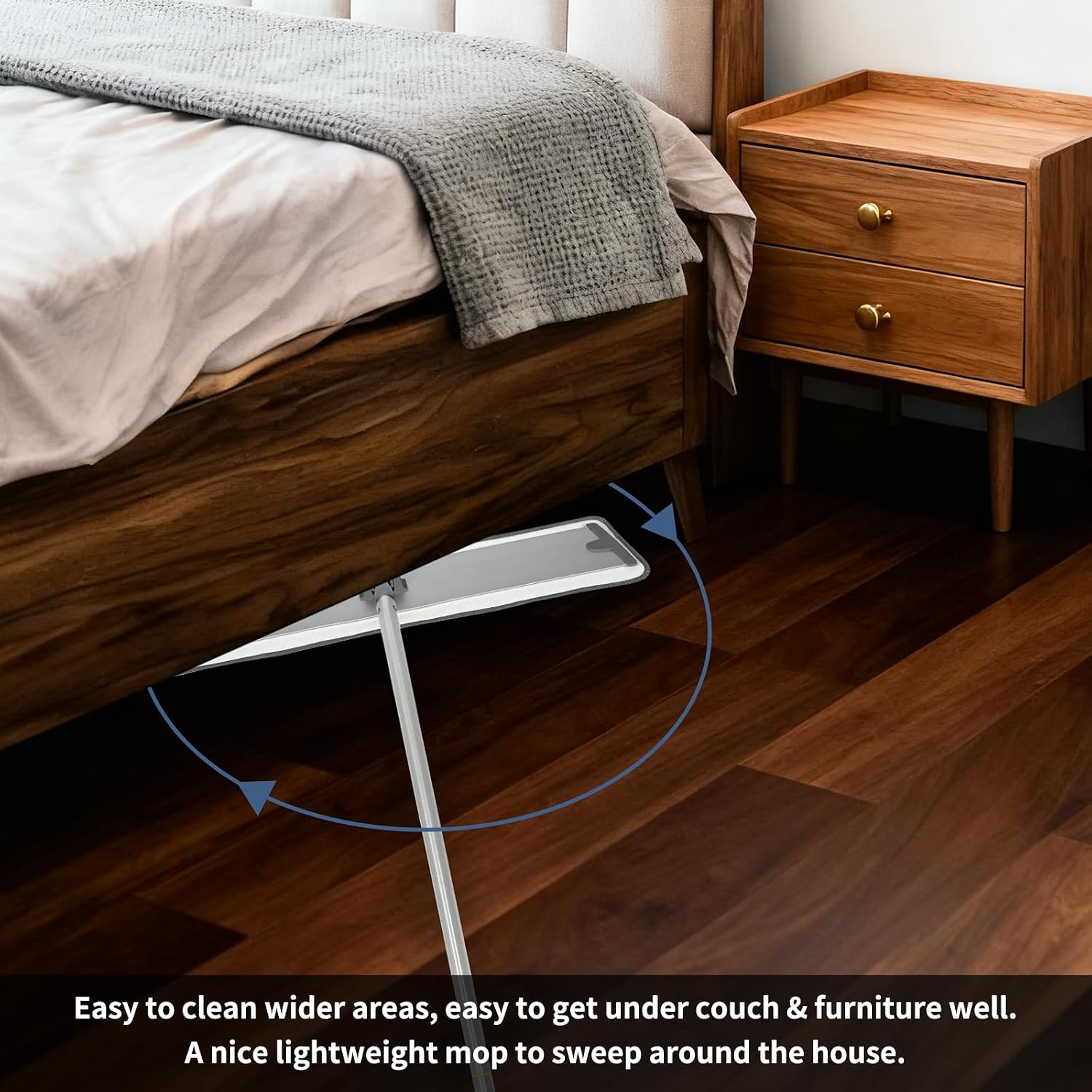 The Curved Surface Mop with Aluminum Pole, 360° Rotating Head for Effortless Floor Cleaning, Washable & Reusable Microfiber Pads for All Floor Types