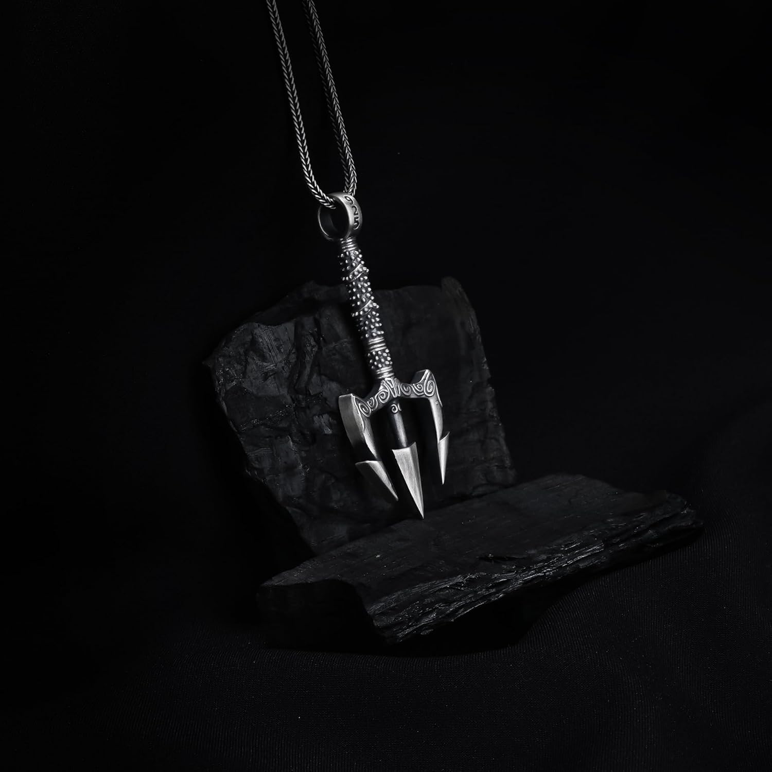 Stainless Steel Poseidon Trident Pendant for Men – Tribal Greek Mythology Necklace, Tarnish-Resistant Steel Jewelry, 24” Chain - Image 3