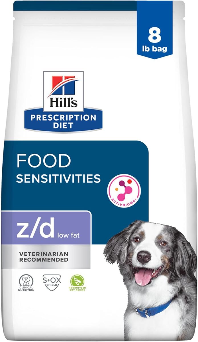 z/d Alimento seco para perros con sensibilidad alimentaria baja en grasas | #1 recomendada por veterinarios, receta de soja hidrolizada, bolsa de 8 lb