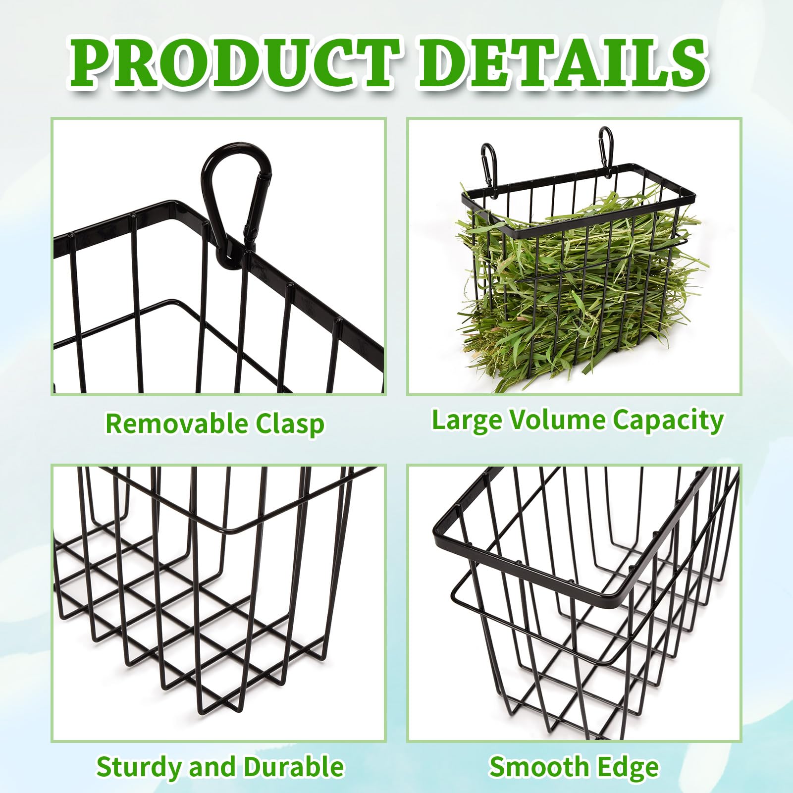 Rabbit hay Feeder Sangle Sopffy 2PCS, Guinea Pig hay Feeder with Metal Frame for Guinea Pig Chinchilla Bunny, Chinchilla cage Accessories (Black-1) - image 5